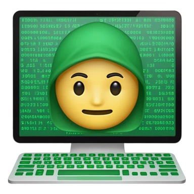 Generate hacker emoji that's looks like coding and use that hackers color theme sticker