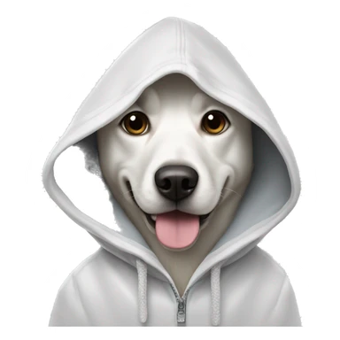White dog in a hoodie sticker