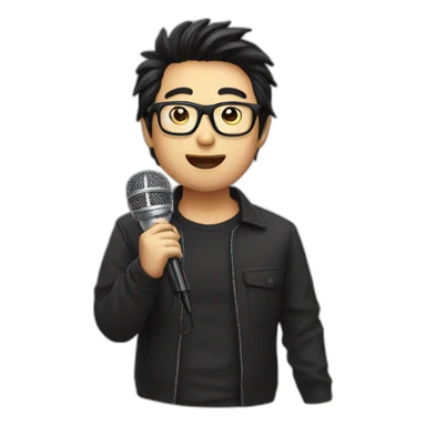 Vocalist with glasses and microphone asian sticker