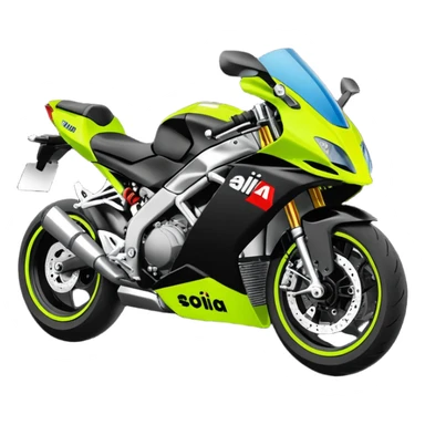 moto sportiva con scritta aprilia nera e solo avanti fluorescente  sticker