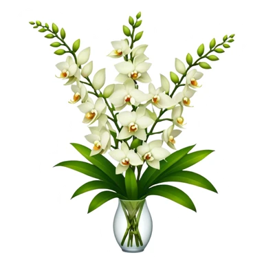 big bouquet Dendrobium Orchid, stem, leaf sticker