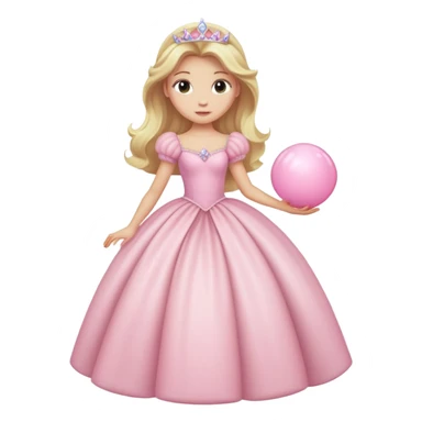 blonde Caucasian princess with puffy light pink ball gown sticker