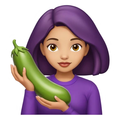 Black lightskin girl holding a egg plant sticker