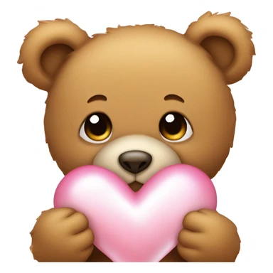 light brown teddy bear holding a light pink love heart  sticker