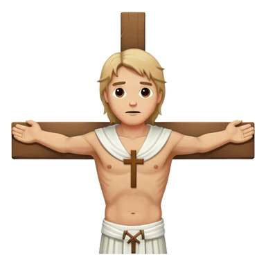 Crucified Liam Gallagher in the style of Jesus full body on cross in mod clothing sticker