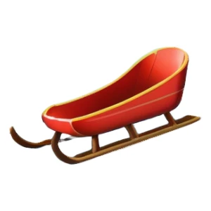 An icon showing a small sled down an icy track. The scene includes dynamic motion lines, icy curves, and a snowy mountain backdrop under a crisp blue sky. Transparent background emphasizes the speed and intensity of the sport. sticker