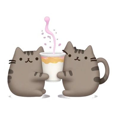 Pusheen drinking from double cup sticker