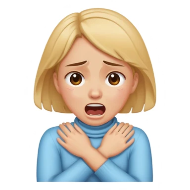 Girl crossing arms holding neck screaming and crying sticker