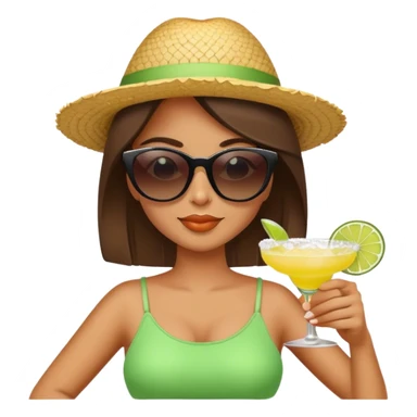 a girl with sunglasses relaxing with a margarita sticker