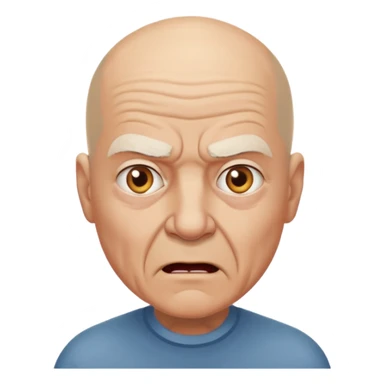 agressive elderly man, bald head sticker