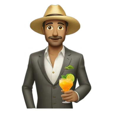 A man elegant, crazy, desert island drinking cocktails sticker