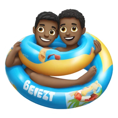 two teenage boys in inflatable rings in pool sticker