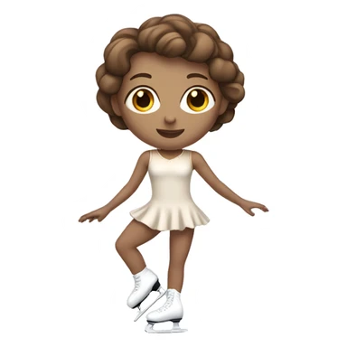 White Figure skater with brown hair wearing a skating dress sticker