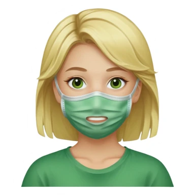 a blond haired girl with a green face mask on sticker