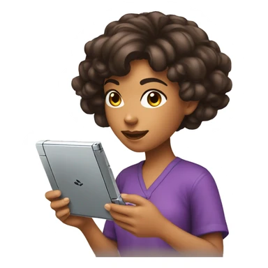dark haired brown girl playing nintendo ds sticker
