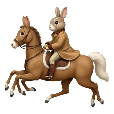 Exciting rabbit galloping on the back of 4 legs horse sticker