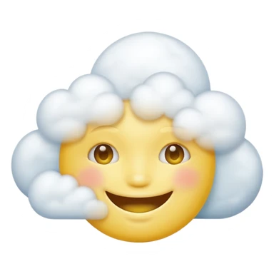 Yellow circle face covered in clouds cover a mouth sticker