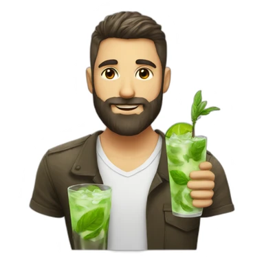 beard hair shaved boy with beard and with mojito sticker