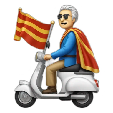 Grand homme mince sur un scooter avec drapeau grec sticker