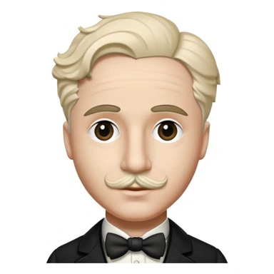Charlie chaplin without a hat on and a black side part sticker