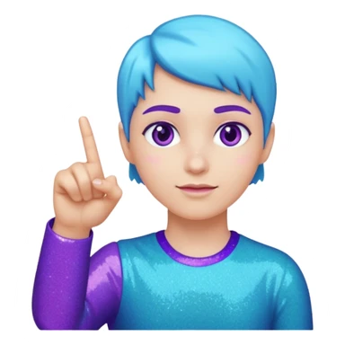 Glitter Roxo e Ciano Dedo apontando pro lado sticker