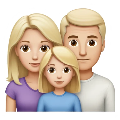 White family, 1 mom with brown hair, 1 dad with Blonde hair, 1 girl with blonde hair sticker