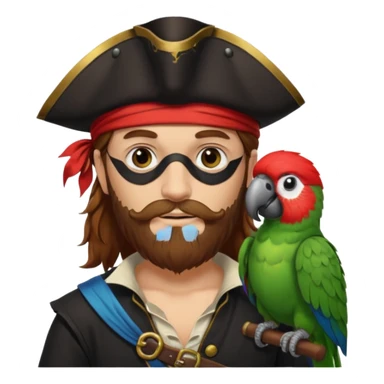["Brown-haired pirate with beard, parrot on shoulder."] sticker
