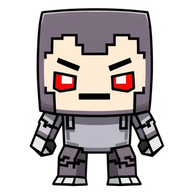 funny cartoonish slightly cute Minecraft ravager looking at you with faded red eyes sticker