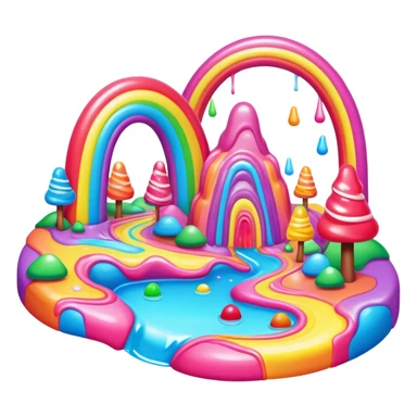 melting neon rainbow candy land landscape sticker