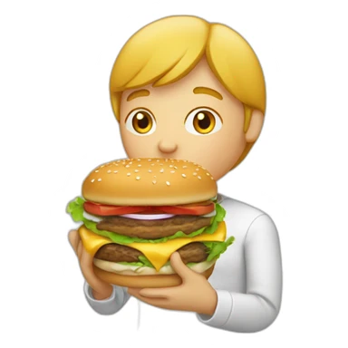 une personne tysmey qui mange un burger  sticker