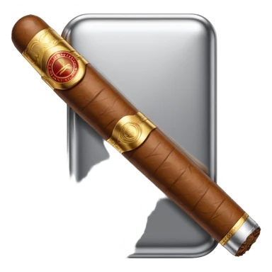 A luxury cigar emoji made of silver chrome, smooth metallic texture, minimal shape, glossy reflections, rich swag aesthetic, iOS emoji style, centered, clean white background sticker