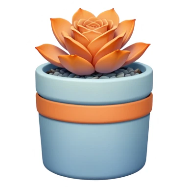 A ceramic pot in a pastel orange color, shaped like a cylinder, the pot is short and contains an Echeveria Blue Rose plant. sticker