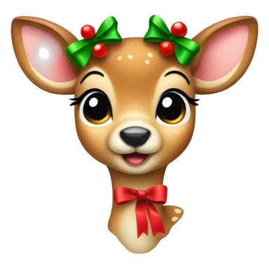 baby deer with a christmas bow sticker