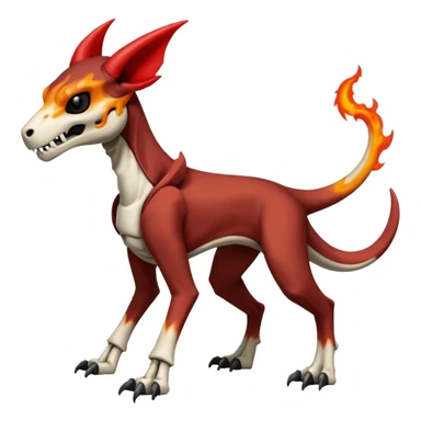 Skeletal Cubone-Salandit-Houndoom-Houndour-Marowak-Poochyena-Litten-Fakémon-hybrid-creature (full body), 4 legs sticker