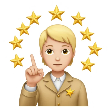 index finger pointing with a star at the fingertip and yod symbols surrounding the finger sticker