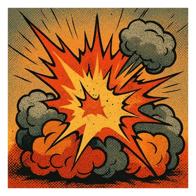 a dramatic explosion, old school comic book style sticker
