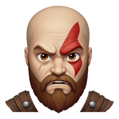 God of War Kratos (skin white, beard and eyebrow color brown) sticker