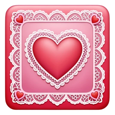 Square happy Valentine’s Day card with lace edges sticker