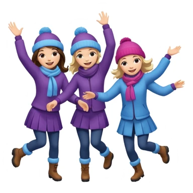 girls dancing in the snow sticker