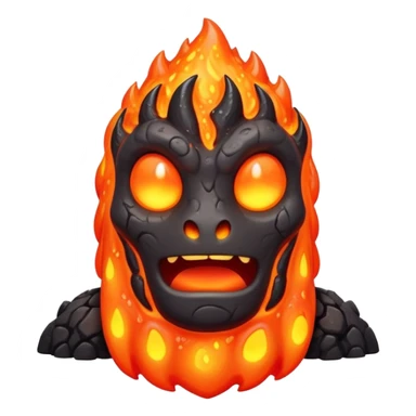 a mystical fast lava creature without arms with molten lava on its head and some rocky shoulders sticker