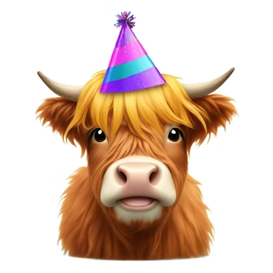 Mini highland cow with birthday hat sticker