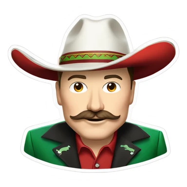  Elon musk eloncho with big mustache and black sombrero mexican hat and Tesla logo red green white Mexican shirt Tesla symbol token sticker