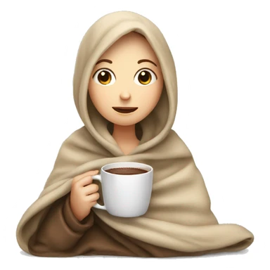 white girl tucked up in a blanket drinking a hot chocolate  sticker