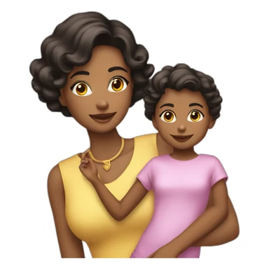 mulher morena com filha loira sticker