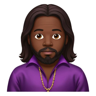 Barry White with long dark brown hair, dark plum silk outfit sticker
