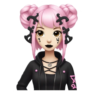 Kuromi girl with pink and blonde hair dark makeup emo sticker