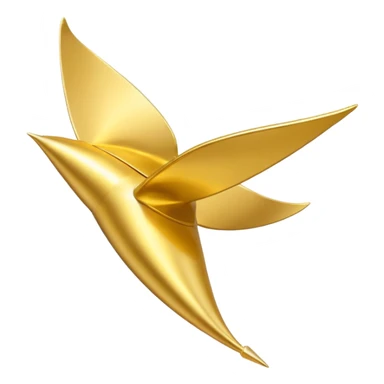 a single gold talaria, pointed down in mid air as if it is flying. minimalist. sticker