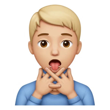 criss cross hands around throat choking self emoji tongue out sticker