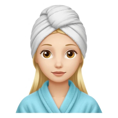 mulher branca e loira cabelo longo com toalha na cabeça tipo spa sticker