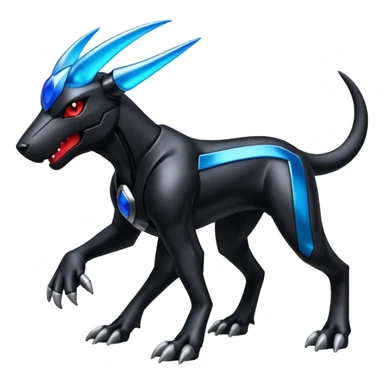 Shiny Metallic Alloy Onyx-Houndoom-Zekrom-Genesect-Pokémon-Fakémon-hybrid-creature sticker
